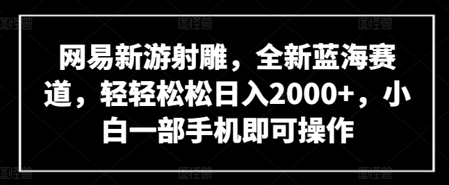 网易新游射雕，全新蓝海赛道，轻轻松松日入2000+，小白一部手机即可操作-桐创网