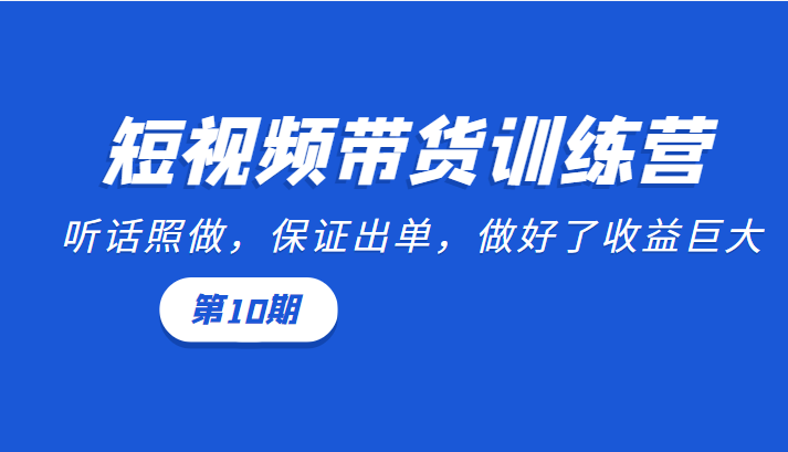 短视频带货训练营：听话照做，保证出单，做好了收益巨大（第10期）-桐创网