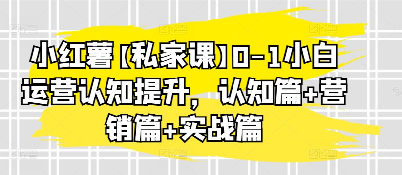 小红薯【私家课】0-1小白运营认知提升，认知篇+营销篇+实战篇-桐创网