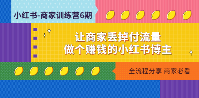 （4782期）小红书-商家训练营12期：让商家丢掉付流量，做个赚钱的小红书博主-桐创网