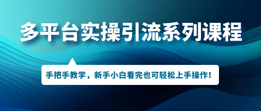 （7170期）多平台实操引流系列课程，手把手教学，新手小白看完也可轻松上手引流操作！-桐创网