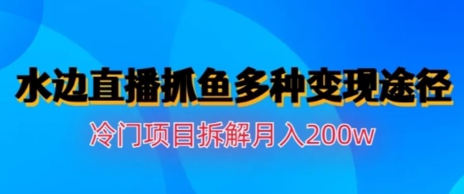 水边直播抓鱼，多种变现途径冷门项目，月入200w拆解【揭秘】-桐创网