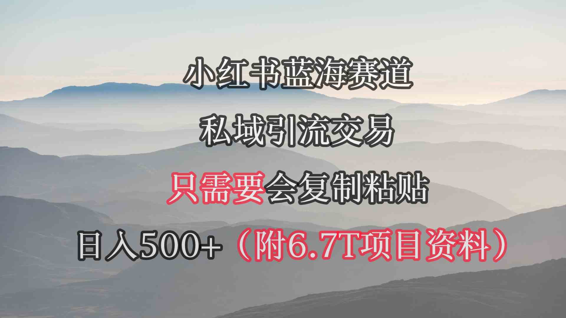 （9487期）小红书短剧赛道，私域引流交易，会复制粘贴，日入500+（附6.7T短剧资源）-桐创网