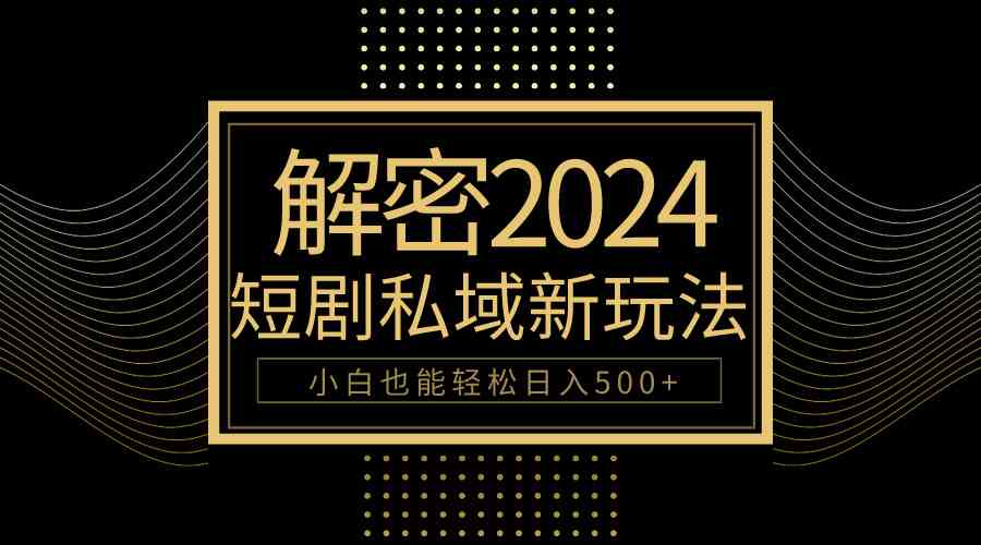 （9951期）10分钟教会你2024玩转短剧私域变现，小白也能轻松日入500+-桐创网