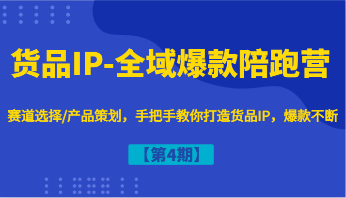 货品IP-全域爆款陪跑营【第4期】赛道选择/产品策划，手把手教你打造货品IP，爆款不断-桐创网