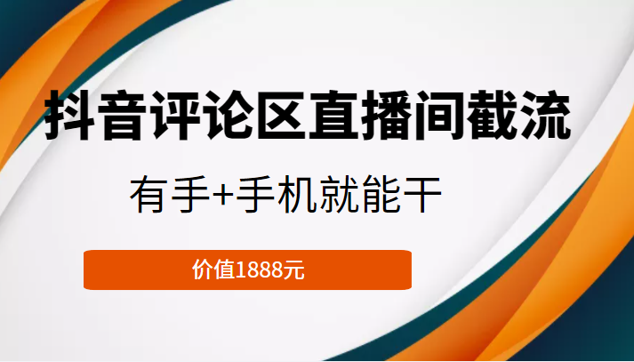 抖音评论区直播间截流，有手+手机就能干，门槛极低，模式可大量复制（价值1888元）-桐创网