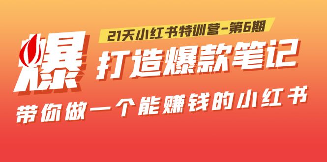 （5598期）21天小红书特训营-第6期，打造爆款笔记，带你做一个能赚钱的小红书！-桐创网