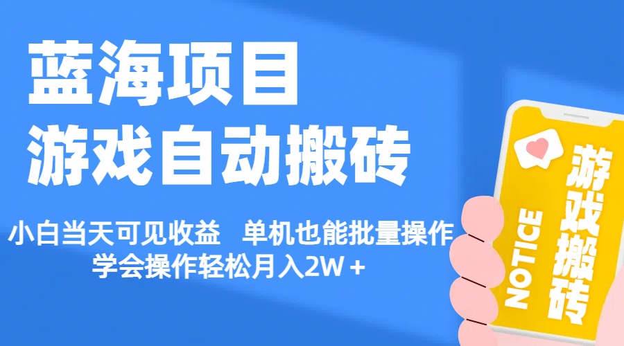 （11265期）【蓝海项目】游戏自动搬砖 小白当天可见收益 单机也能批量操作 学会操…-桐创网