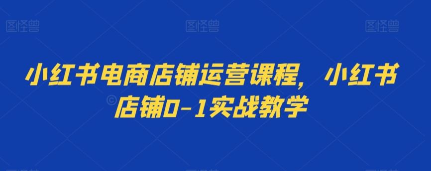 小红书电商店铺运营课程，小红书店铺0-1实战教学-桐创网