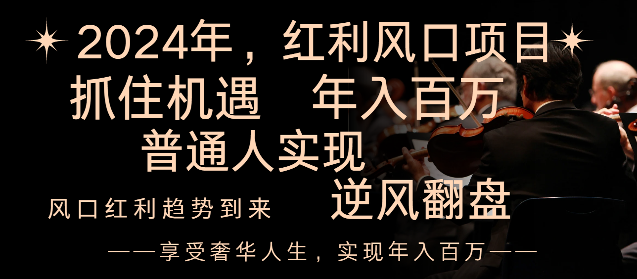 （8418期）2024红利风口项目来袭，享受第一波红利，逆风翻盘普通人也能实现，年入百万-桐创网