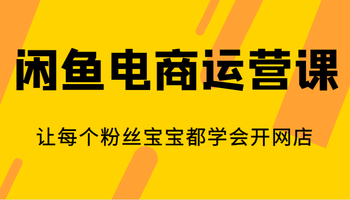 闲鱼电商运营课，让每个粉丝宝宝都学会开网店-桐创网