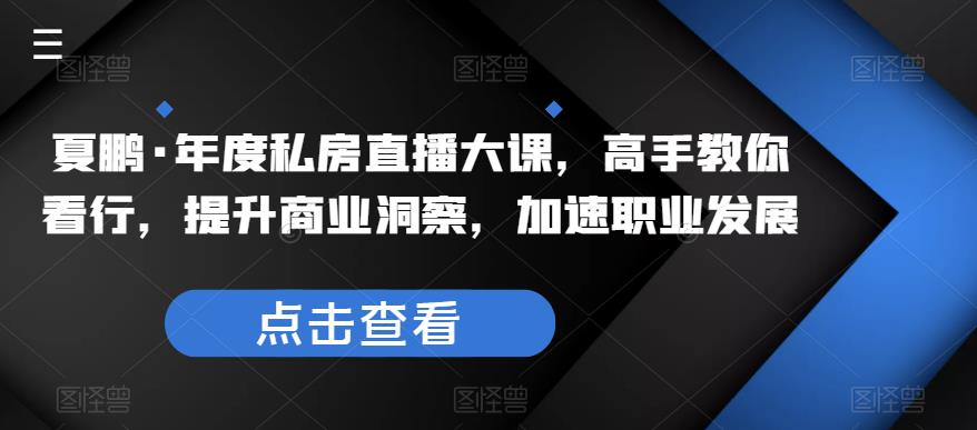 夏鹏·年度私房直播大课，高手教你看行，提升商业洞察，加速职业发展-桐创网