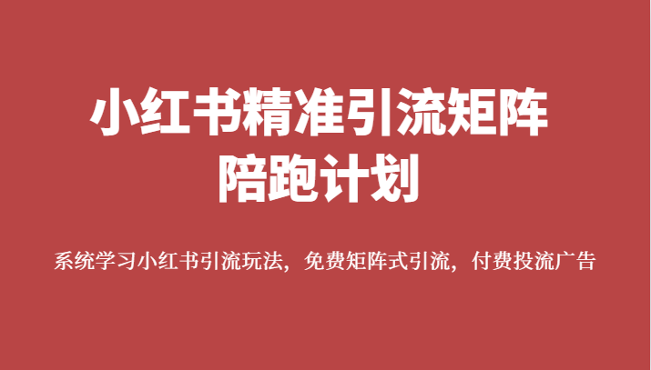 小红书精准引流矩阵陪跑计划，系统学习小红书引流玩法，免费矩阵式引流，付费投流广告-桐创网