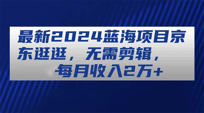 （11041期）最新2024蓝海项目京东逛逛，无需剪辑，每月收入2万+-桐创网