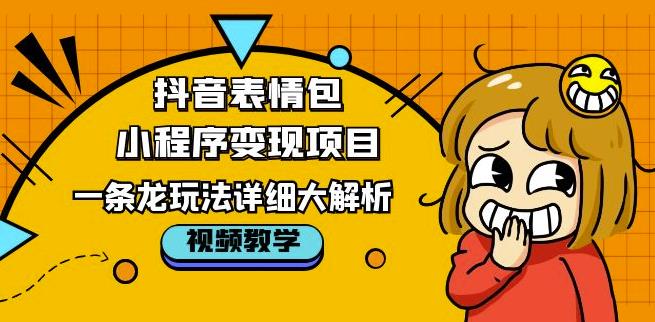 抖音表情包小程序变现项目，一条龙玩法详细大解析，视频版学习！-桐创网