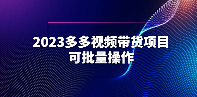 （6216期）2023多多视频带货项目，可批量操作【保姆级教学】-桐创网