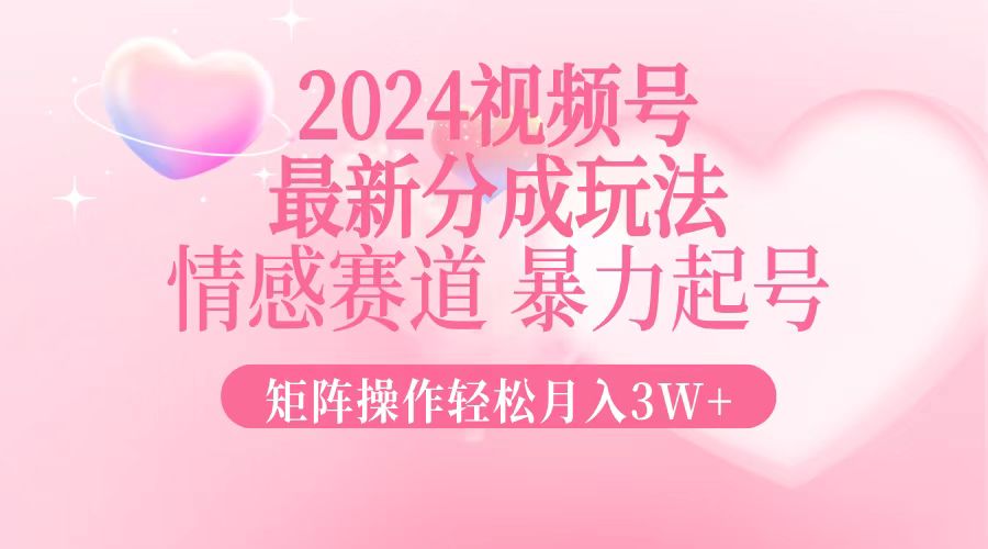 （12922期）2024最新视频号分成玩法，情感赛道，暴力起号，矩阵操作轻松月入3W+-桐创网