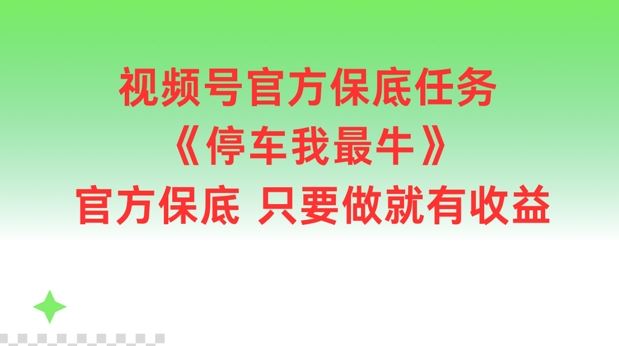 视频号官方保底任务，停车我最牛，官方保底只要做就有收益【揭秘】-桐创网