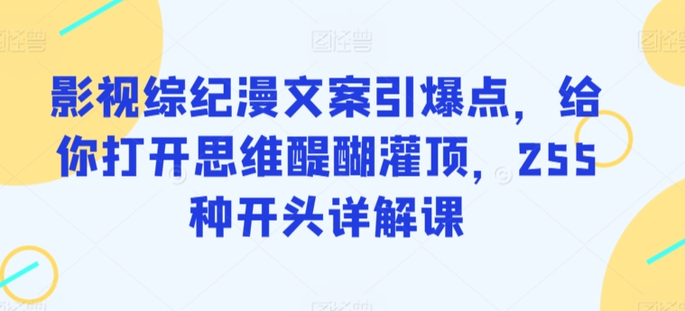 影视综纪漫文案引爆点，给你打开思维醍醐灌顶，255种开头详解课-桐创网