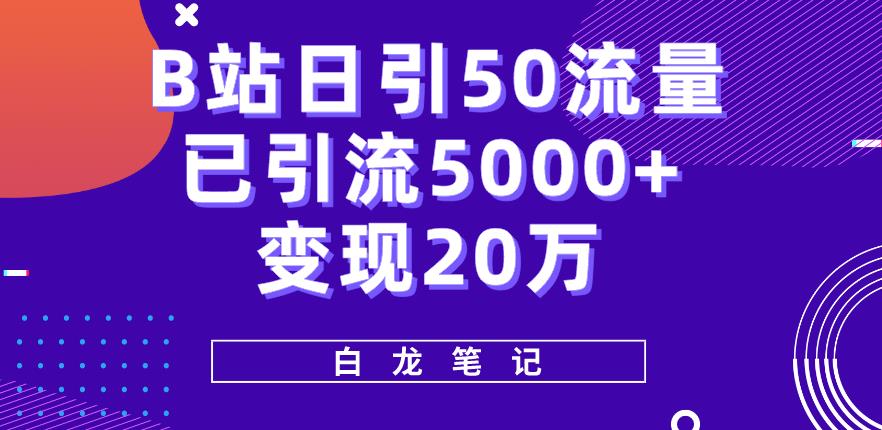 B站日引50+流量，实战已引流5000+变现20万，超级实操课程-桐创网