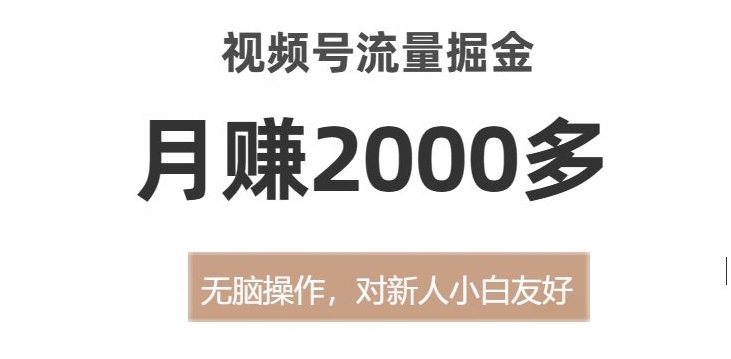 视频号流量掘金，无脑操作，对新人小白友好，月赚2000多【揭秘】-桐创网