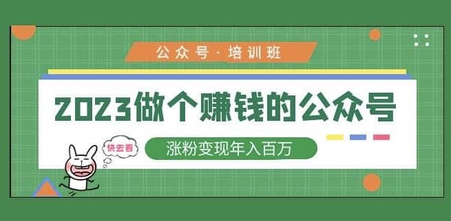 2023公众号培训班，2023做个赚钱的公众号，涨粉变现年入百万！-桐创网