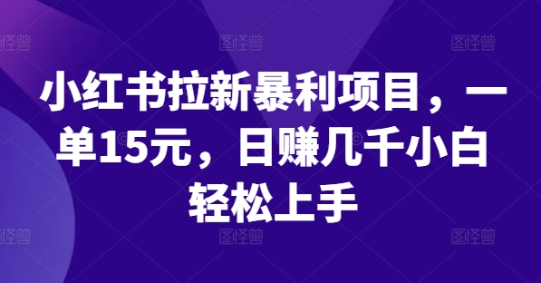 小红书拉新暴利项目，一单15元，日赚几千小白轻松上手-桐创网