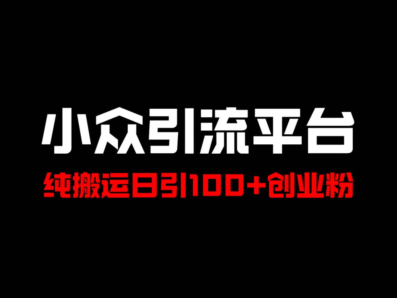 冷门引流平台，纯搬运日引100+高质量年轻创业粉！-桐创网