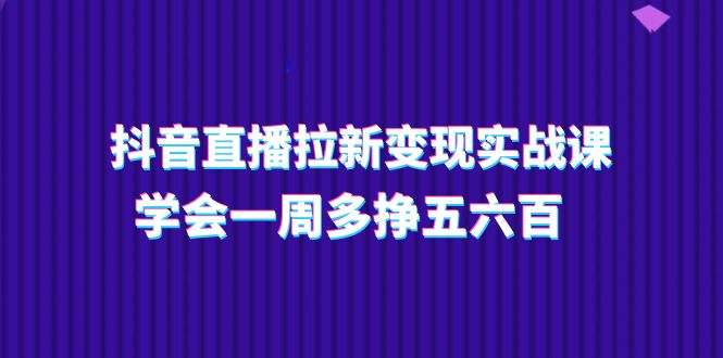 （11254期）抖音直播拉新变现实操课，学会一周多挣五六百（15节课）-桐创网