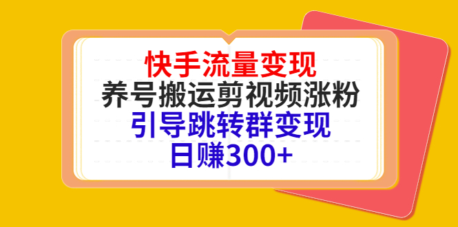 快手流量变现，养号搬运剪视频涨粉，引导跳转群变现日赚300+-桐创网