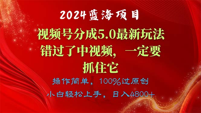 （11032期）2024蓝海项目，视频号分成计划5.0最新玩法，错过了中视频，一定要抓住…-桐创网