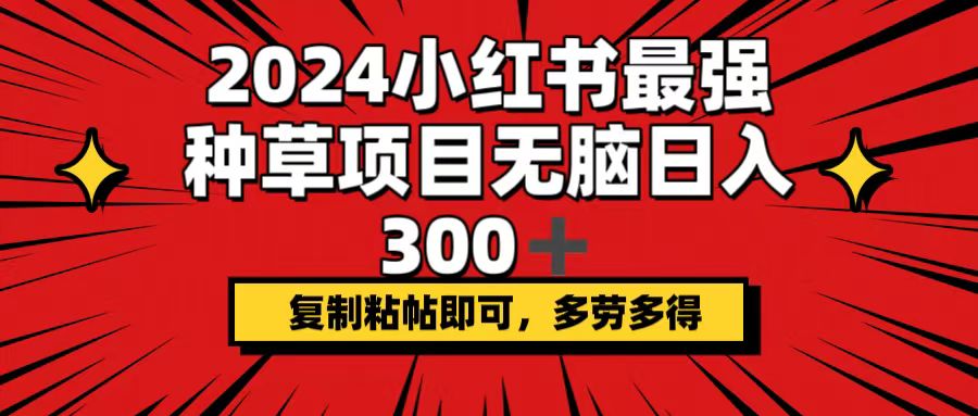 （12336期）2024小红书最强种草项目，无脑日入300+，复制粘帖即可，多劳多得-桐创网