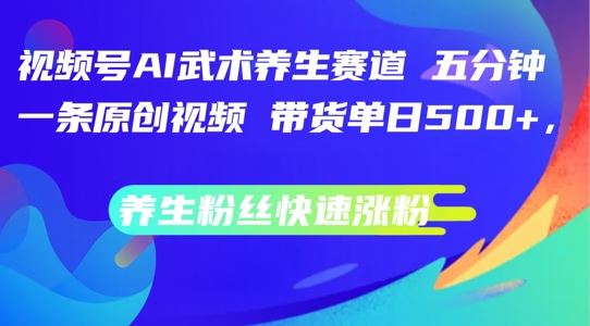 视频号AI武术养生赛道，五分钟一条原创视频，带货单日几张，养生粉丝快速涨粉【揭秘】-桐创网