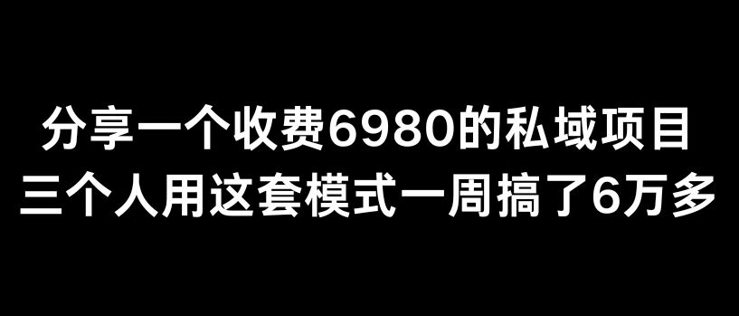 分享一个外面卖6980的私域项目三个人用这套模式一周搞了6万多【揭秘】-桐创网