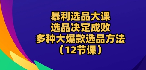 暴利选品大课：选品决定成败，教你多种大爆款选品方法(12节课)-桐创网