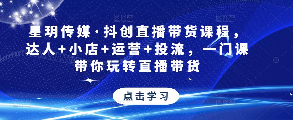 星玥传媒·抖创直播带货课程，达人+小店+运营+投流，一门课带你玩转直播带货-桐创网