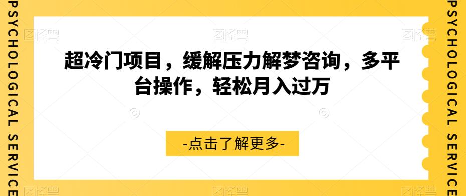 超冷门项目，缓解压力解梦咨询，多平台操作，轻松月入过万【揭秘】-桐创网