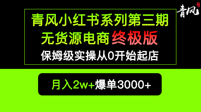 （5723期）小红书无货源电商爆单终极版【视频教程+实战手册】保姆级实操从0起店爆单-桐创网