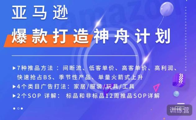 亚马逊爆款打造神舟计划，​7种推品方法，4个类目广告打法，2个SOP详解-桐创网