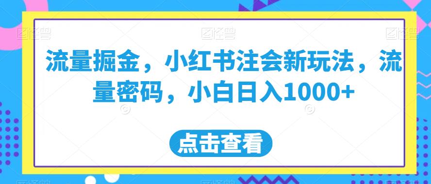 流量掘金，小红书注会新玩法，流量密码，小白日入1000+【揭秘】-桐创网