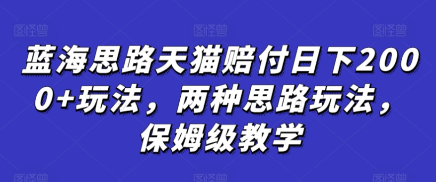 蓝海思路天猫赔付日下2000+玩法，两种思路玩法，保姆级教学【仅揭秘】-桐创网