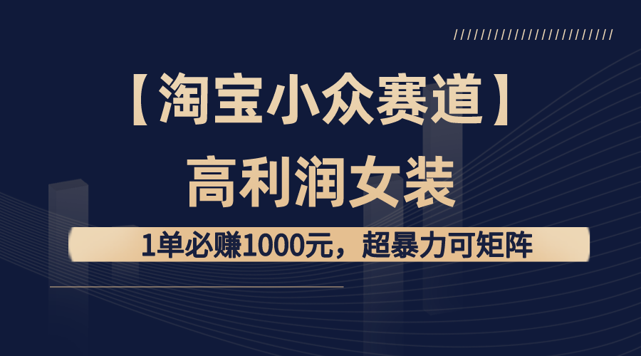 （8608期）【淘宝小众赛道】高利润女装：1单必赚1000元，超暴力可矩阵-桐创网