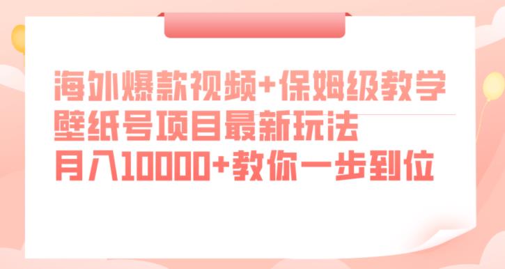 海外爆款视频+保姆级教学，壁纸号项目最新玩法，月入10000+教你一步到位【揭秘】-桐创网