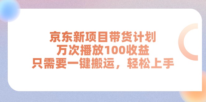 （11300期）京东新项目带货计划，万次播放100收益，只需要一键搬运，轻松上手-桐创网