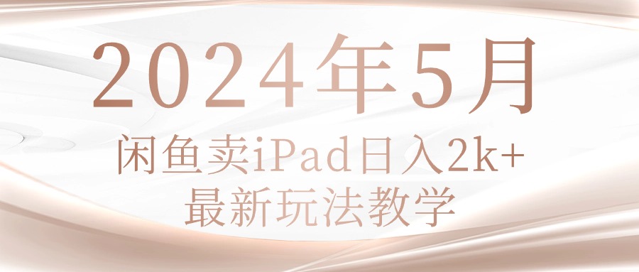 （10459期）2024年5月闲鱼卖ipad日入2k，最新玩法教学-桐创网