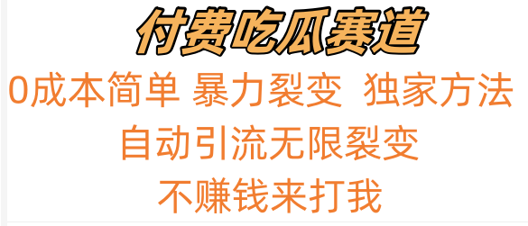 吃瓜付费赛道，暴力无限裂变，0成本，实测日入700+！！！-桐创网