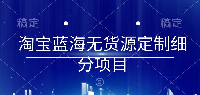 淘宝蓝海无货源定制细分项目，从0到起店实操全流程-桐创网