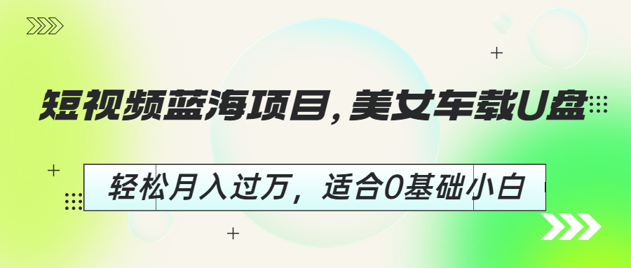 （6619期）短视频蓝海项目，美女车载U盘，轻松月入过万，适合0基础小白-桐创网