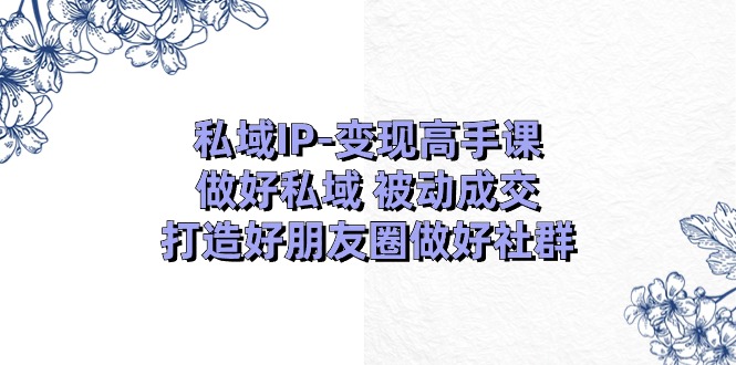 （11209期）私域IP-变现高手课：做好私域 被动成交，打造好朋友圈做好社群（18节）-桐创网