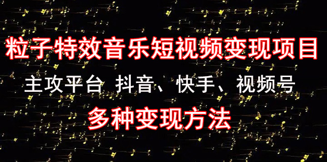 （4586期）《粒子特效音乐短视频变现项目》主攻平台 抖音、快手、视频号 多种变现方法-桐创网